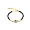 S3120 Modeschmuck Strass Evil Eye Palm Woven Leder Seil Armband Liebhaber Blaue Augen Armbänder Leder Ornamente