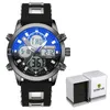 Armbandsur Stryve 8021 Brand Men Sports handledsklockor Milit￤r Rubbermetal Belt Waterproof Date Week Electronic Clock Digital Quartz