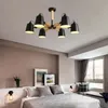 Pendant Lamps Nordic Wooden Rotatable Head E27 LED Chandelier Black&white Iron Light For Dining Room Living Bedroom El ApartmentPendant