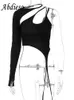 Dames tops abdieso een schouder sexy backless lange mouw t shirt dames str t220823