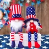 American Independence Day Gnomo Vermelho Azul Handmade Patriotic Dwarf Boneca Kids 4th of Julho Presente Decoração Home F0425