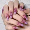 False Nails 24pcs With A Pattern Peach Flame Wear Finished Nail Tablet Removable Manicure Beautiful NailsFalse