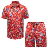 メンズトラックスーツメンズ2ピースセットデジタル印刷ボタンシャツ高品質の夏のビーチスーツサイズS-2xlmen's