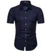 M5XL DotPrint Business Casual Shirts for Summer Short Sleeve Regular Large Size Formal Clothing Mens Office Button Up Blouses 220527