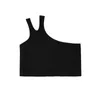 T-shirts Kinderen Zomertanktops Solid Color Slit One-Shoulder Mouwloos Tight Crop for Girls 2-7 Yearst-Shirts