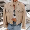 Vestes Femmes Rivet Denim Veste Femmes Manteau Automne Manches Longues Femme Manteaux Lâche Jean Pour 2022 Vêtements d'extérieur Vêtements pour femmes