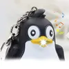 Keychains Cute Penguin Keyring LED Torch With Sound Light Keyfob Kids Toy Gift Fun Animal Keyholder Fashlight Keychain