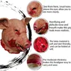 Creepy Scarred Pig Head Halloween Décoration Masque Horreur Latex Headgears Carnaval Mascarade Costume Cosplay Props Bloody Pig Head Butcher