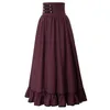 Vrouwen Rok Zomer Kleding Gothic Maxi Hoge Taille Geparandeerde Zoom A-Lijn Elastische Vintage Geplooid Casual Party Lady 220317