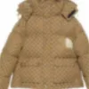 22s Hommes Brown Toile Rembourrée Veste De Mode Designer Femmes Zipper Poche Nylon Manteau Capuche Cordon Lettre Fabirc Hiver Chaud Vêtements D'extérieur