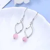 Pendente lustre 925 brincos de prata esterlina para mulheres joias doce romântico rosa cristal geometria brinco feminino acessórios de casamento