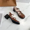 Sandalet Retro Koleji Stil Küçük PU Deri Ayakkabı Kadın Yaz Kalın Topuk Mary Jane Yüksek