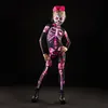 Adult Kids Halloween Skeleton Cosplay Jumpsuit Pink Rose Woman Sexy Skull Scary Costume Girls 3D Print Bodysuit Mother Daughter 220817