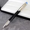 Luxury Gift Pen High quality Black Resin and Gray Silver Metal Roller Ball Pen Fountain Pens Stationery office school supplies With Serial number Highest quality