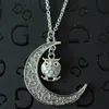 Populaire lueur dans le noir pendentifs mode chaude perles lumineuses collier creux lune hibou pendentif fille femmes bijoux noël Halloween cadeau point culminant de la fête ZL1091