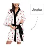 Niestandardowa twarz Strawberry Pink Disp Damskie Krótkie kimono Spersonalizowane prezenty Kobieta w domu jesienna miękka piżama zestaw senny 220621