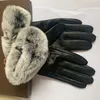 Gants en cuir de marque de haute qualité et écran tactile en laine poils de lapin doigts en peau de mouton chaud résistant au froid sans boîte