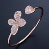 Fashion Flowers Cuffer Bracelet AAA Cubic Zircone Bracelet Réglable Prestige Cuivre Rose Gold Argent Bracelets Bijoux pour Femmes Fête Friend Girls Cadeau