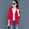 Kvinnans jackor 2022 Spring Autumn Fashion Short dragkedja Huven Långärmad sport Casual Jacket Thin Coat Kvinnlig trend 057