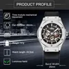 Polshorloges automatisch horloge mannen mode skelet mechanisch horloges metaal 3D bout rubberen riem polshorwatcheswristWatches hect22