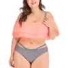 Maillots de bain pour femmes femmes arrivée maillots de bain haut à volants avec coussin de poitrine évider rayure hanche slip grande taille ensemble maillot de bain