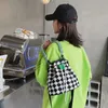 이브닝 가방 여성 어깨 절묘한 절묘한 캔버스 checkerboard 히트 컬러 메신저 가방 드로우 스트링 캐주얼 쇼핑 크로스 바이 스테비 닝