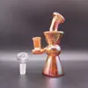 Kaplama serin renkli cam bong nargile 5.5 inç mini yağ dab teçhizatları satır içi perc 5mm kalınlığında 14mm dişi eklem bongs su borusu