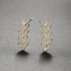 Stud Cute Fish Bone S925 Silver Color Gold Earrings With Bling Zircon Stone For Women Fashion Jewelry Korean EarringsStud Kirs22