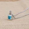 Halskette Männer Frauen Halskette Designer Beliebte Blauer Topas Petite Vintage Hip Hop Kette Anhänger Charme Kristall Schmuck