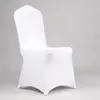 100 Stück günstige universelle weiße Spandex-Hochzeits-Stuhlhussen für Party, Bankett und Esszimmer, Stretch-elastischer Polyester-Bezug, Stuhl Y202467