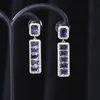 Brand fashion exquisite high-end shiny colorful zircon dangle earrings jewelry Korean temperament women s925 silver needle luxury earrings