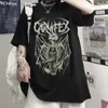 Summer Goth żeńska tee estetyczna luźni mężczyźni i koszula damentowa punkowa ciemna grunge streetwear gotyc