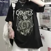 Summer Goth Kvinnlig tee estetiska lösa män och kvinnor skjorta punk mörk grunge streetwear gothic topp t shirts harajuku y2k kläder 220712