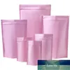 100 st/parti mattrosa rosa aluminiumfolie stand up väska mat godis nötter torkade frukt snacks kaffe te zip lås vattentät dammtät