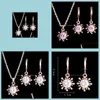 Earrings Necklace Wedding Jewelry Sets Cubic Zircon Sunflower Earring Beautifly Set For Brides Bridesmaid Bridal Drop Delivery 2021 Dhnme