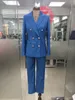 Women's Two Piece Pants Suit Striped Jacket Nine Points Pencil 2 Sets Of Casual Professional Female OL Temperament Commuter SuitWomen's