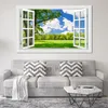 Peintures Arbre Pelouse Paysage Imitation Fenêtre Conception 3D Mur Art Toile Peinture Pour Salon Affiches et Impressions Photos Décor À La Maison