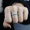 Cluster anneaux de lunette ensemble géométrique rond bleu turquoises en pierre d'éternité bande anneau ringscluster9030083