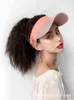 Nxy Wigs Female Long Hair One Piece Empty Top Hat Fashion Full Head Suit Thousand Bird Lattice Summer Simulation Horsetail Duck Tongue Baseball