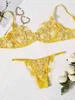 2022 Summer Sex Doll Women's 2-piece Butterfly Applique Embroidery Mesh Sexy Lace Cute Lingerie Set