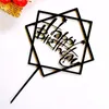 Andra festliga festförsörjningar Gold Silver Cake Topper Happy Birthday Acrylic Top Insert Decoration för Event Decorating Supplies Other