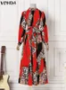 Bohemian Maxi Dress VONDA Summer Women Sundress Vintage Puff Sleeve Printed Party Long Casual Vestido Robes Oversized 220611