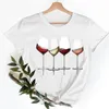 Women Clothes T-shirts Wine Happy Tops Time Cute Ladies Fashion Casual Female Tee Clothing Cartoon Short Sleeve Graphic