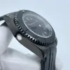 Zegarek męski 44MM czarna ceramiczna ramka szkiełka zegarka Asia 2813 automatyczny szafirowy Cystal gumowy pasek ze stali nierdzewnej z zapięciem Glide Lock zegarki mechaniczne