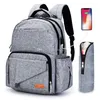 Mamãe Papai Negócio Fralda Casual Bolsas com USB Stroller Strap Bottle Bag Multi-Função Grande Capacidade Mochila Mochila