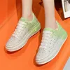 Designer Femmes Casual Chaussures Full Diamond Baskets Supérieures En Cuir Semelle Épaisse Womans Trainers