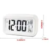 Plastique Muet Réveil LCD Horloge Intelligente Température Mignon Photosensible Chevet Numérique Réveil Snooze Veilleuse Calendrier F0524W24