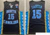 Cousu NCAA Mainland High School College Basketball Maillots Vince 15 Carter Vintage 2000 USA Hommes NCAA Caroline du Nord Tar Heels Jersey Chemises Taille S-XXL