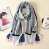 Spring Summer Fashion Bow Printing Simple But Elegant Hit Color Woman Silk Scarf Shawl Dual Purpose Long 180CM Cheap Wholesale