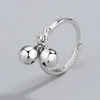 Anelli a grappolo squisito 925 sterling argento ad anello di moda gioielli regolabili due campane per donne accessori per feste wynn22